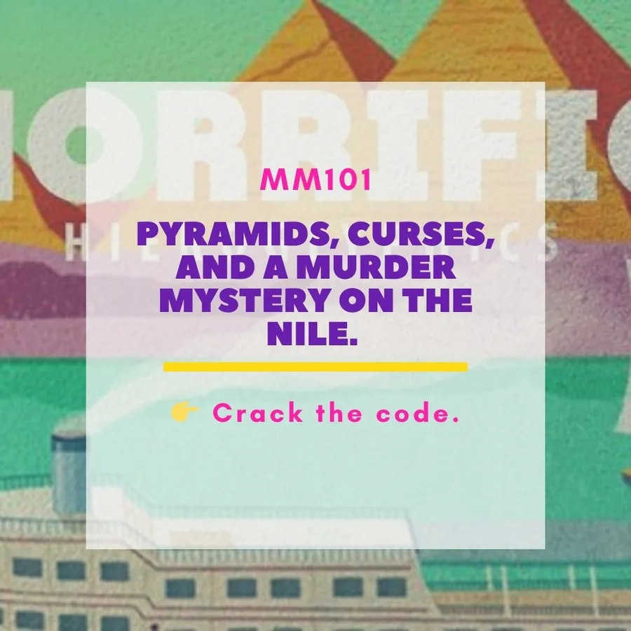 Horrific Hieroglyphics printable murder mystery game cover